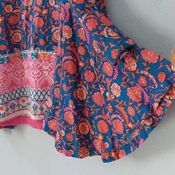 Khaadi Women's Intricate Multicolor Damask Print Shark Hem Trapeze Top - Picture 4 of 9